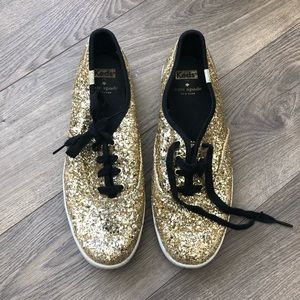 Kate Spade Gold Glitter Keds Sz 8.5